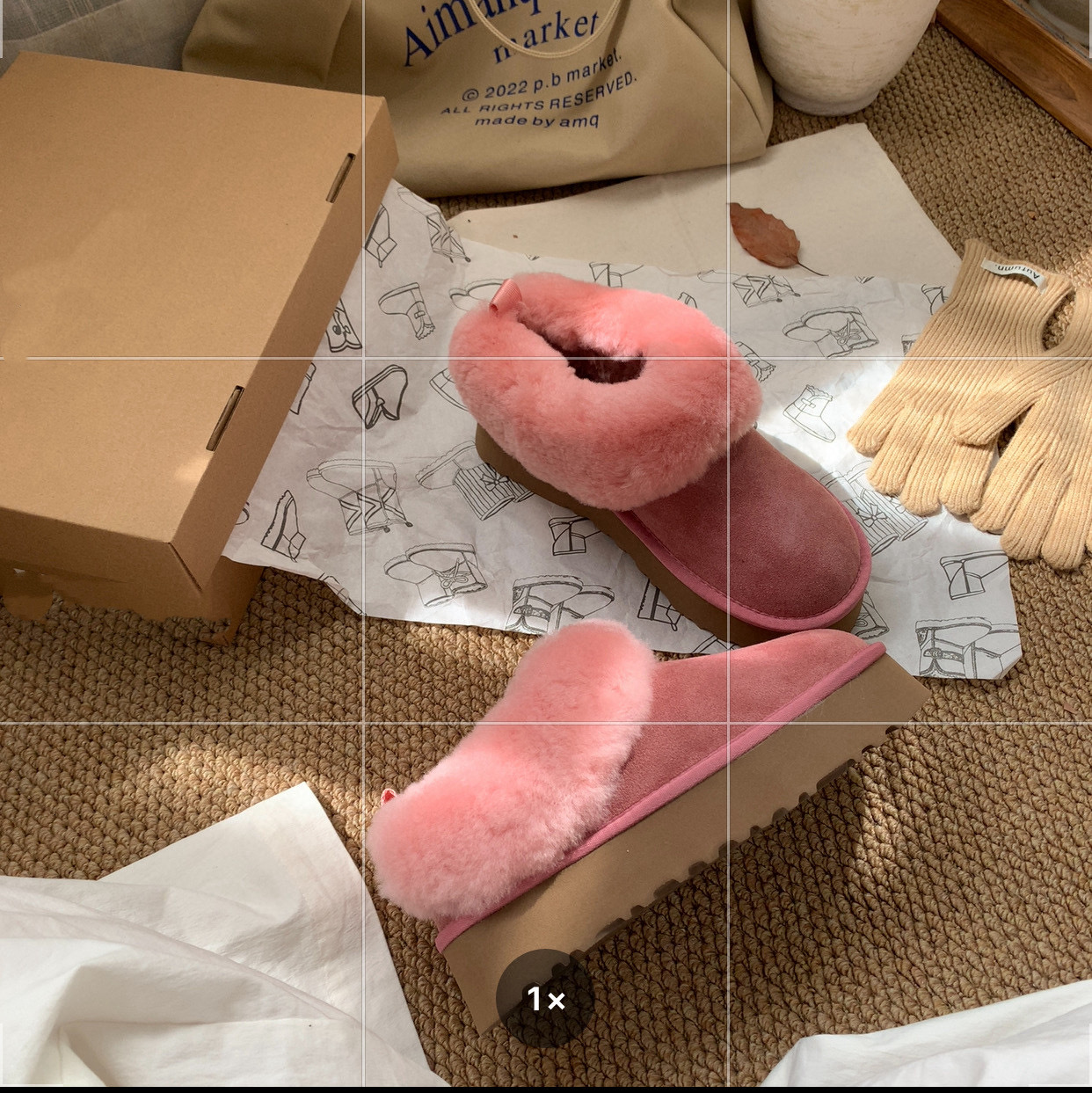 加绒羊毛厚底低帮真毛雪地靴