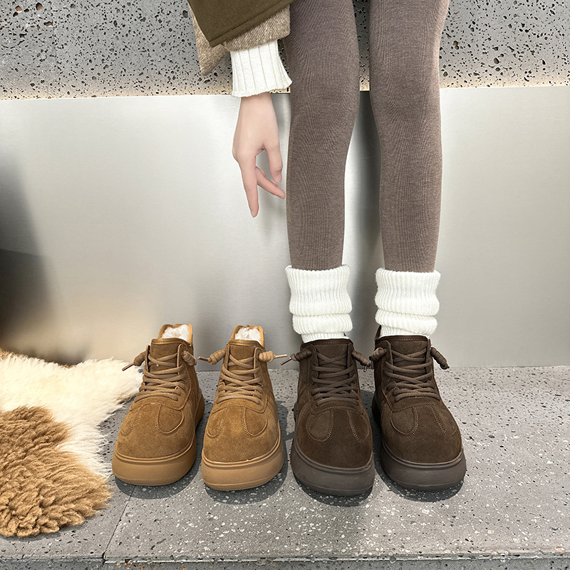 松糕厚底毛毛加绒保暖雪地棉鞋女