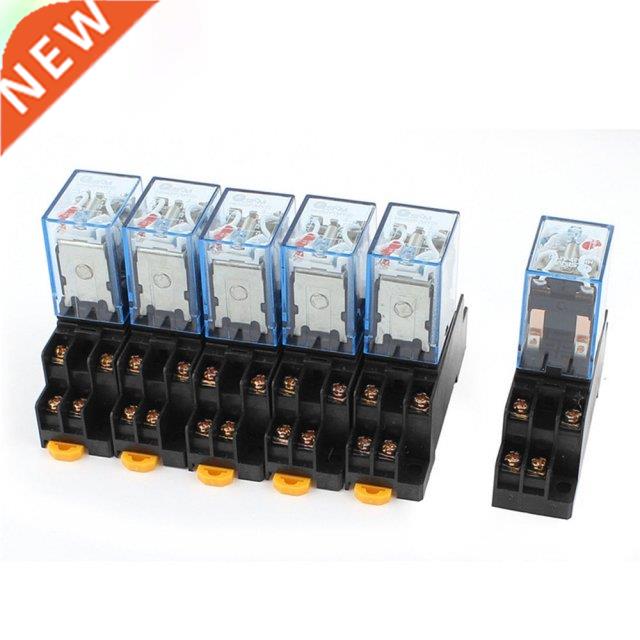 6 Pcs AC 110/120V Coil 8Pins DPDT 35mm DIN Rail Electromagne