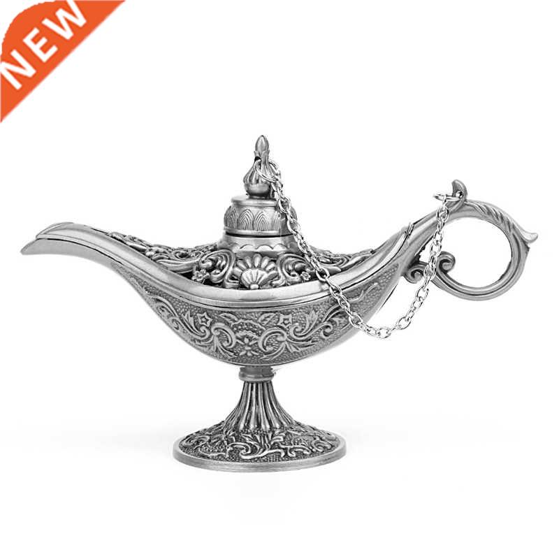 1PC Hollow Carved Aladdin Genie Oil Lamp Zinc Alloy Metal No