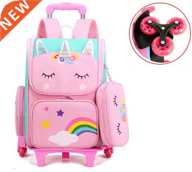 School Wheeled Backpack bag set for girls Trolley Bag with W-封面