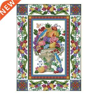 Canvas Counted Printed Handma Embroidery Fruit Gorgeous Bowl