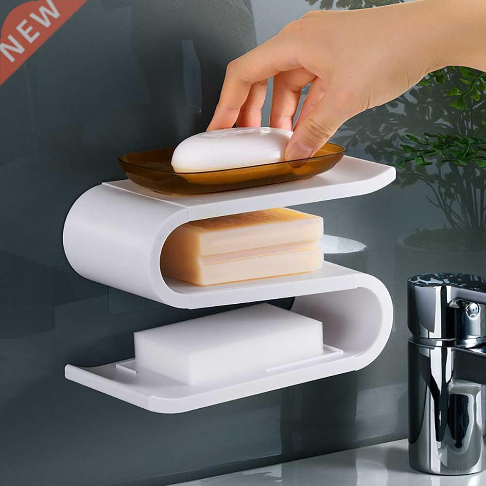 S Shape Bathroom Shower Soap Box Three Layer Dish Storage Pl