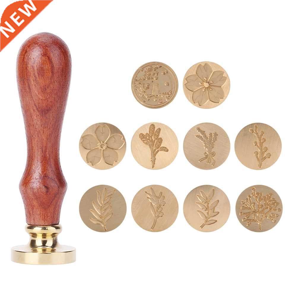 plant pattern retro wax seal antique sealing wax stamp woode