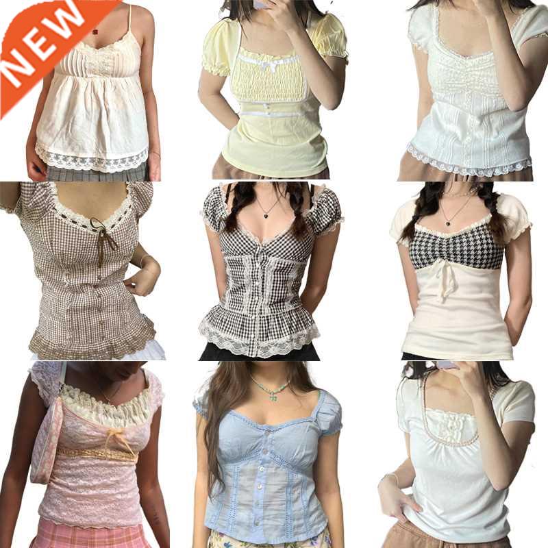 Y2K Fairycore Grunge Milkmaid Top Retro Aesthetic Kawaii Lac-封面