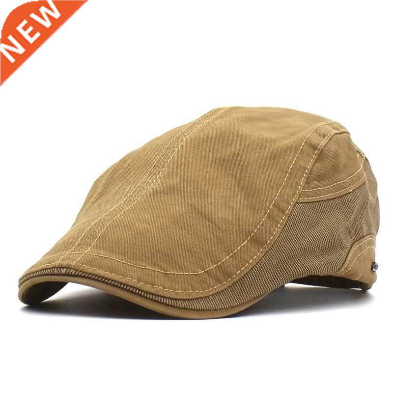 2022 four seasons solid Newsboy Caps Cotton Flat Peaked Cap_虎窝淘