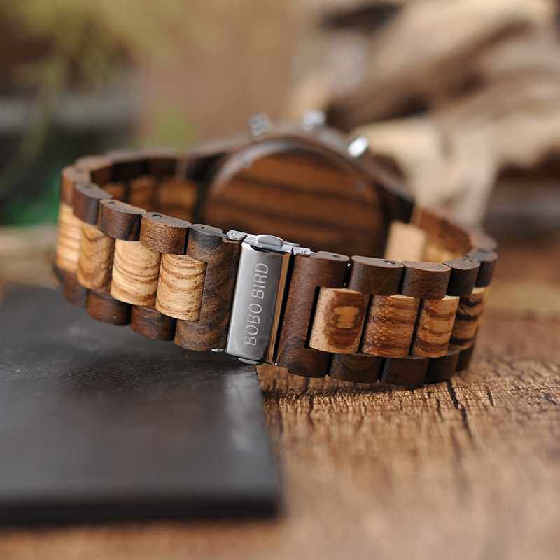 BOBO BRD ZEBRA WOODEN WATCHES MENS QUARTZ WRSTWATCH MALE