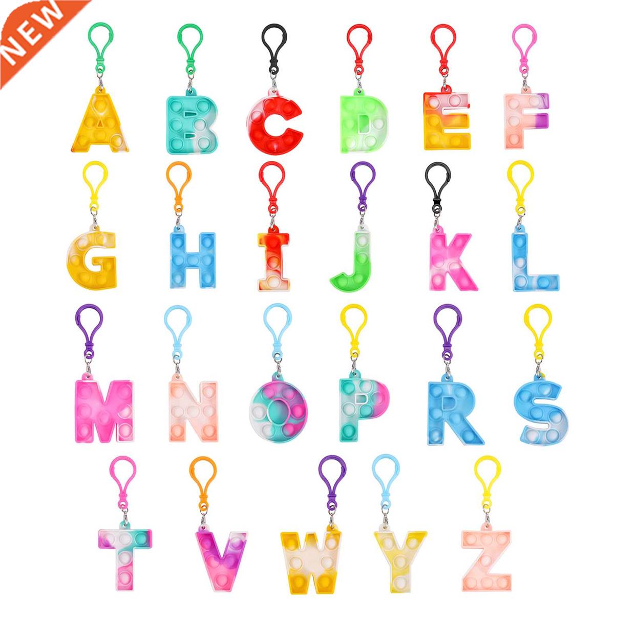 Children 26-letter Puzzle Decompression Keychain Push It Bub