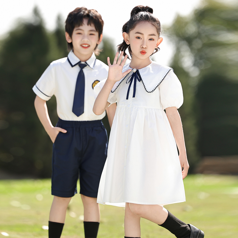 幼儿园园服毕业服英伦风夏季小学生校服纯棉短袖套装儿童班服夏装