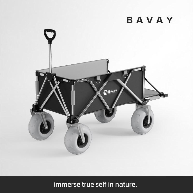 bavay北欢铝合金露营车折叠手推车越野宽轮野营野餐旅行车沙滩车