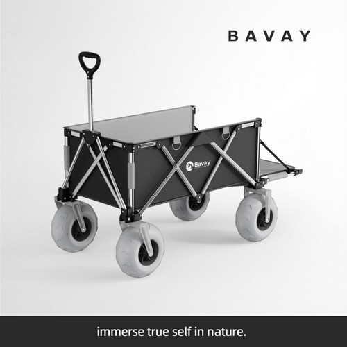 bavay北欢铝合金露营车折叠手推车越野宽轮野营野餐旅行车沙滩车