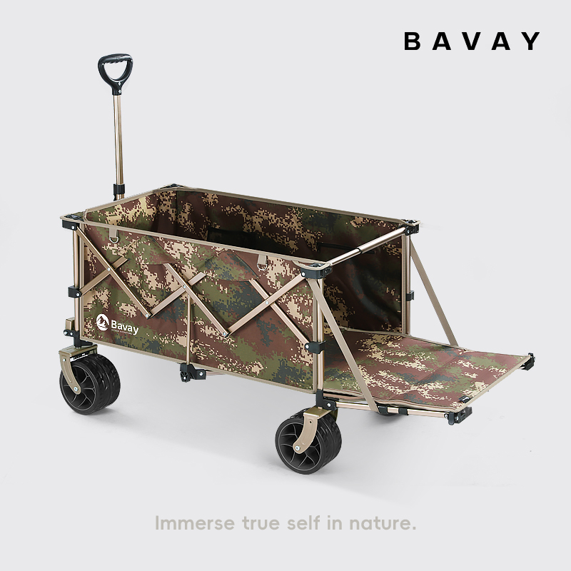 bavay北欢露营车S14超大铝合金Pro野餐折叠户外露营推车聚拢迷彩