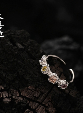 小众礼物开口戒指环彩钻时髦