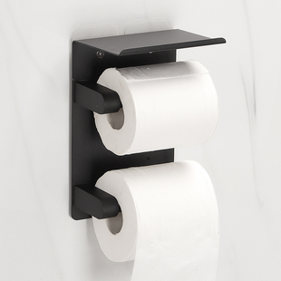 不锈钢壁挂式卷纸架厕所挂墙小卷纸巾盒免打孔卫生间手纸双卷纸筒