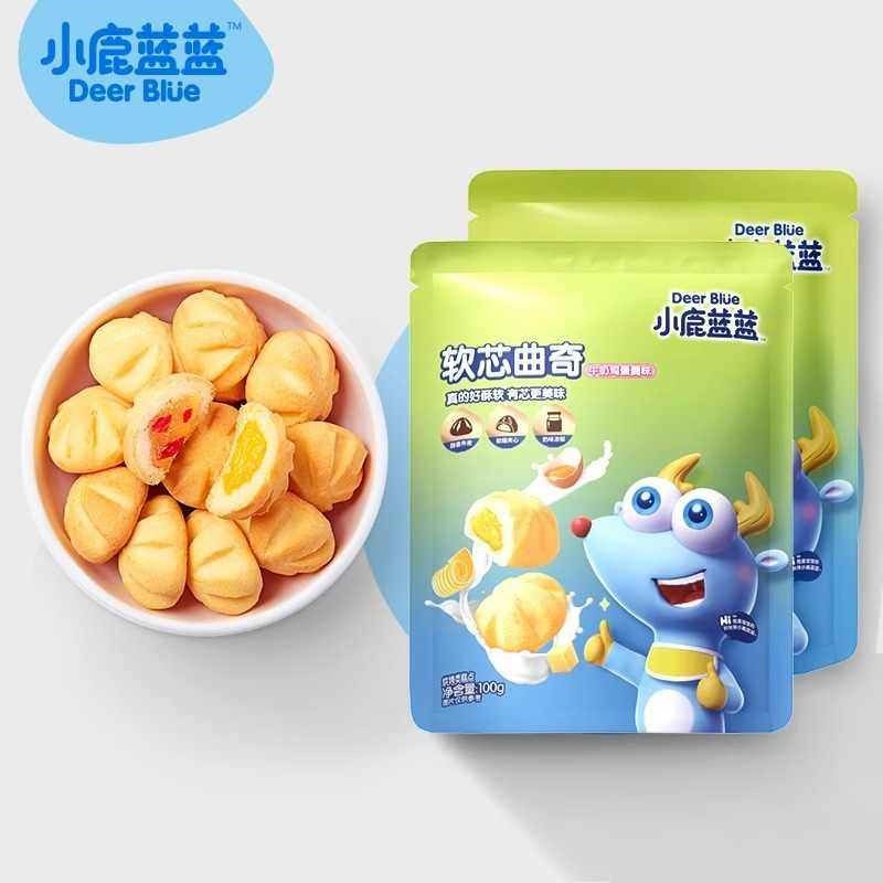 小鹿蓝蓝妙e趣软芯曲奇100g宝宝零食牛奶蔓越莓味儿童曲奇饼干零
