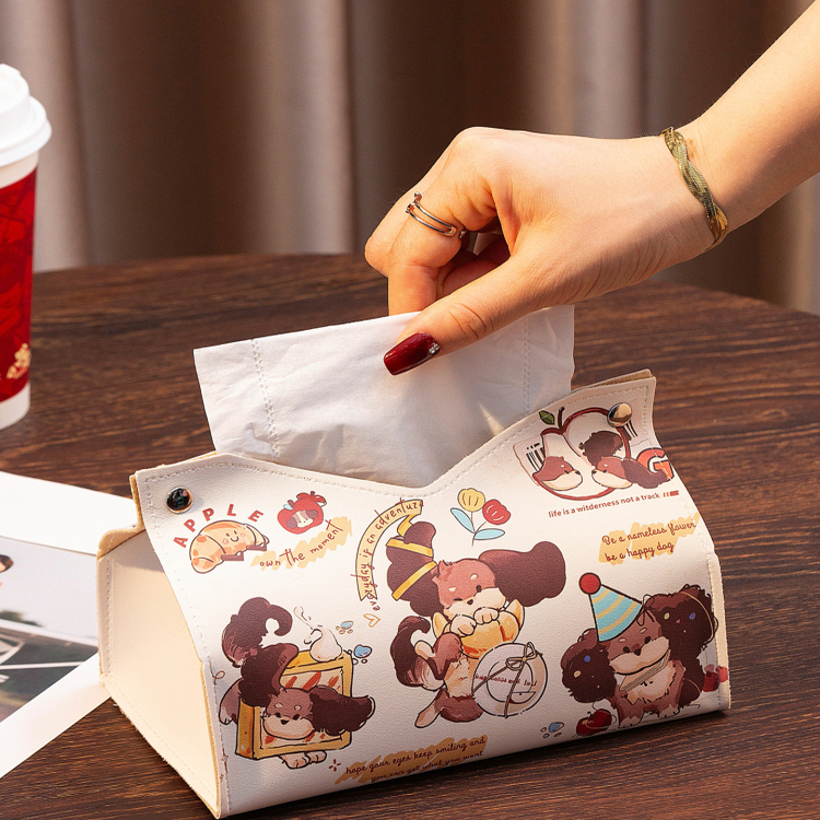 面包小狗装饰纸巾盒可爱卡通餐桌茶几家用客厅抽纸盒车载纸抽盒