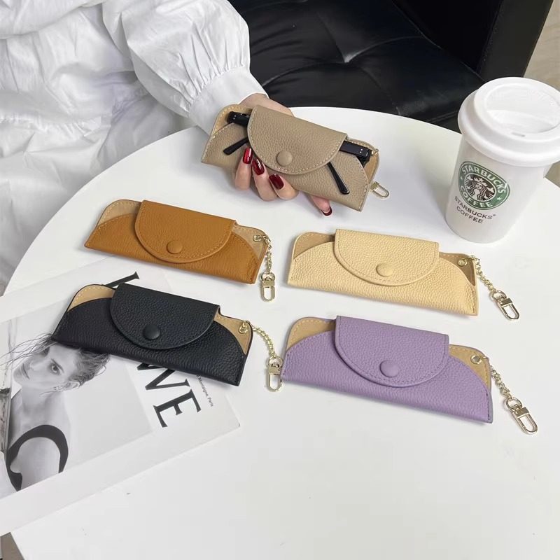 便携真皮质感眼镜包收纳袋墨镜近视眼镜保护套通用挂包眼镜袋抗压