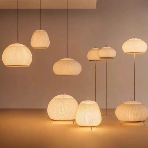 西班牙Vibia Knit吊灯日式简约设计师创意餐厅卧室书房编织布艺灯