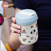 AKS新款 保温杯316不锈钢真空保温吸管杯联名款 女生可爱水杯高颜值