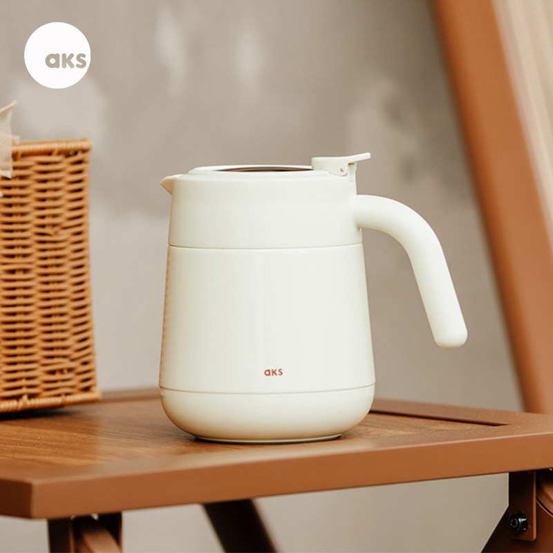 AKS保温壶办公室简约焖茶壶一人泡茶热水壶800ml陶瓷内胆咖啡壶小