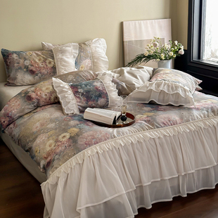 法式花边被套140s支长绒棉床单四件套全棉纯棉2026新款公主风床品