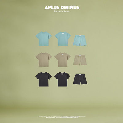 APLUS DMINUS夏季T恤男女百慕大破坏舒弹BOXY纯棉休闲短袖中大童