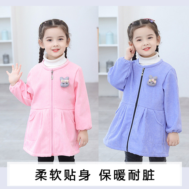 儿童罩衣长袖防脏灯芯绒围裙吃饭围兜加绒罩衫秋冬羽绒服宝宝护衣,童装/婴儿装/亲子装,反穿衣/罩衣,淘宝优惠券,粉丝福利购,淘宝优惠卷