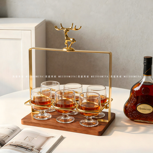 高颜值玻璃白酒杯一两轻奢高档家用高级感精致小酒杯1两装带杯架