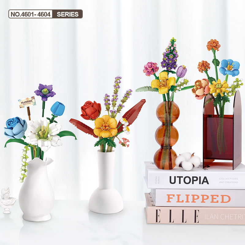 俐智loz积木花束永生花朵