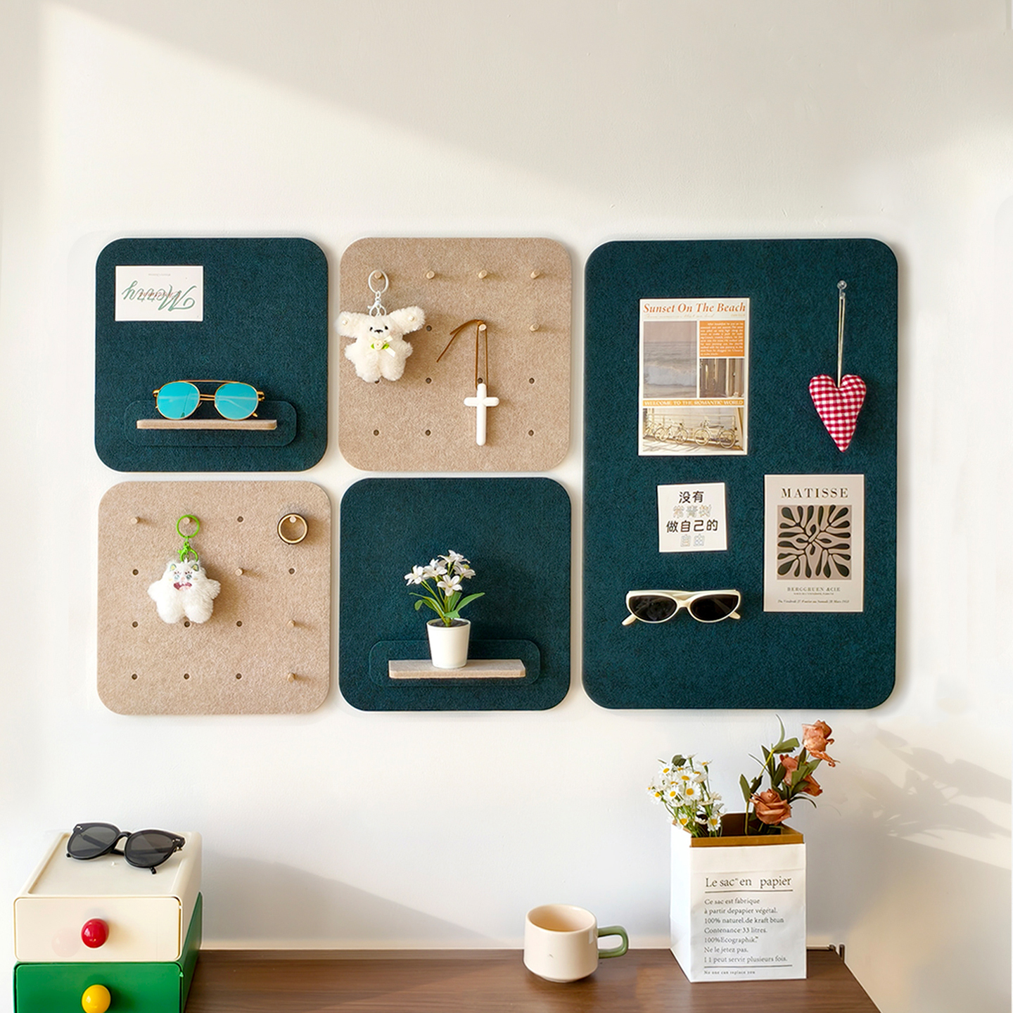 毛毡板置物架洞板照片墙