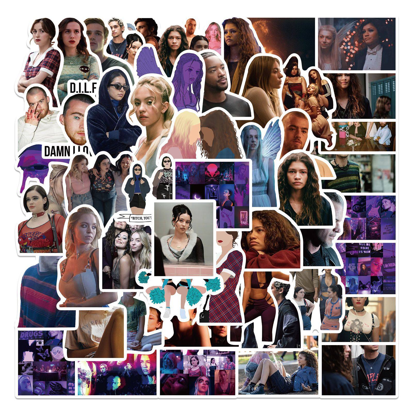 50张火热美剧亢奋2贴纸可装饰行李箱吉他笔记本防水跨境不重复贴