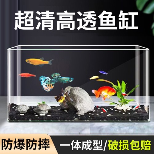 德国亚克力鱼缸一体成型六角恐龙专用缸家用长方形塑料透明仿玻璃