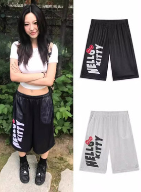 OPEN YY X HELLO KITTY联名印花休闲短裤薄款直筒运动裤openyy