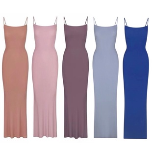 IANUBABA卡戴珊skims纯欲修身蜜桃臀吊带女连衣裙度假修身长裙