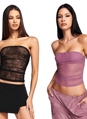 IAMUBABA春夏新款IAMGIA背心网纱性感辣妹复古蕾丝抹胸外穿女上衣