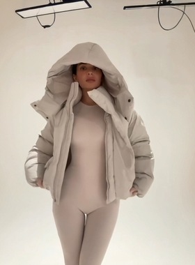 Kylie同款~KHY可拆卸连帽拉链廓形棉服外套DROP002加厚保暖面包服