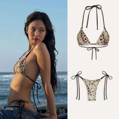 jennie同款frankies bikinis豹纹比基尼泳衣性感辣妹海边度假套装