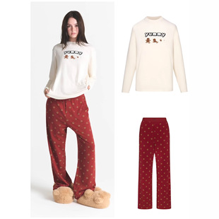 skims卡戴珊 圣诞限定睡衣套装长袖长裤家居服套装可外穿小熊休闲