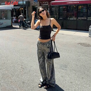 长裤 London复古水洗树枝纹迷彩宽松直筒休闲裤 Jaded IAMUBABA新款