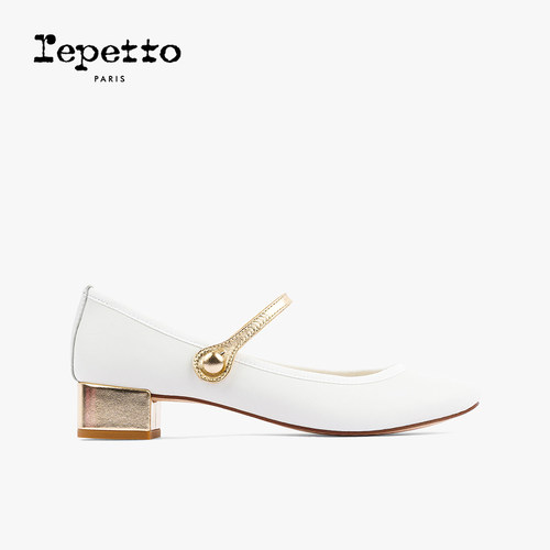 REPETTO牛皮革皮底低跟玛莉珍鞋