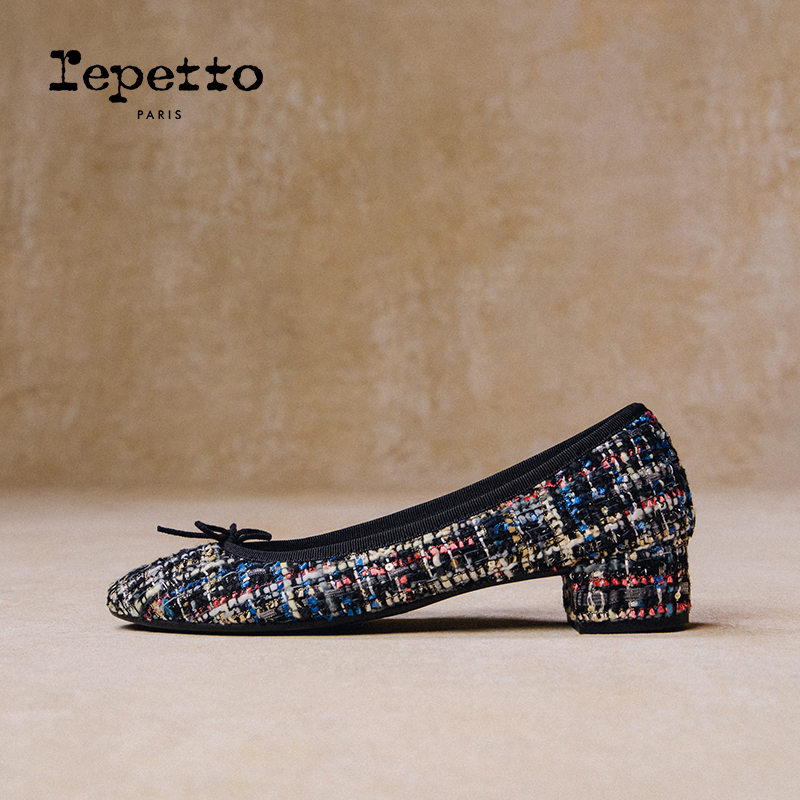 REPETTO丽派朵 CAMILLE胶底粗花呢芭蕾低跟鞋 2025秋季新品