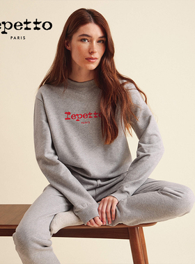 REPETTO丽派朵 女士灰色棉质休闲套头LOGO卫衣2026早春新品