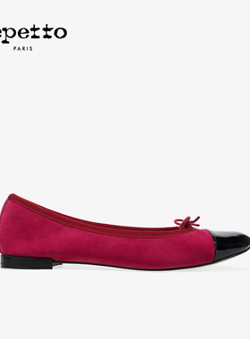 【礼物】REPETTO丽派朵 FLORA石榴红黑色拼接芭蕾舞平底鞋 冬新品