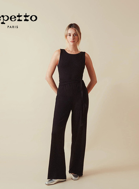 REPETTO丽派朵 女士黑色背部交叉设计感休闲无袖裹身连体裤