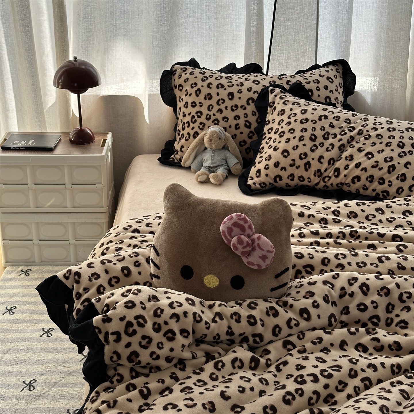 無绵丨复古豹纹牛奶绒四件套床笠