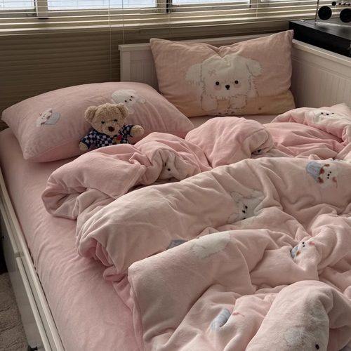 站住修狗大版牛奶绒冬季四件套2m