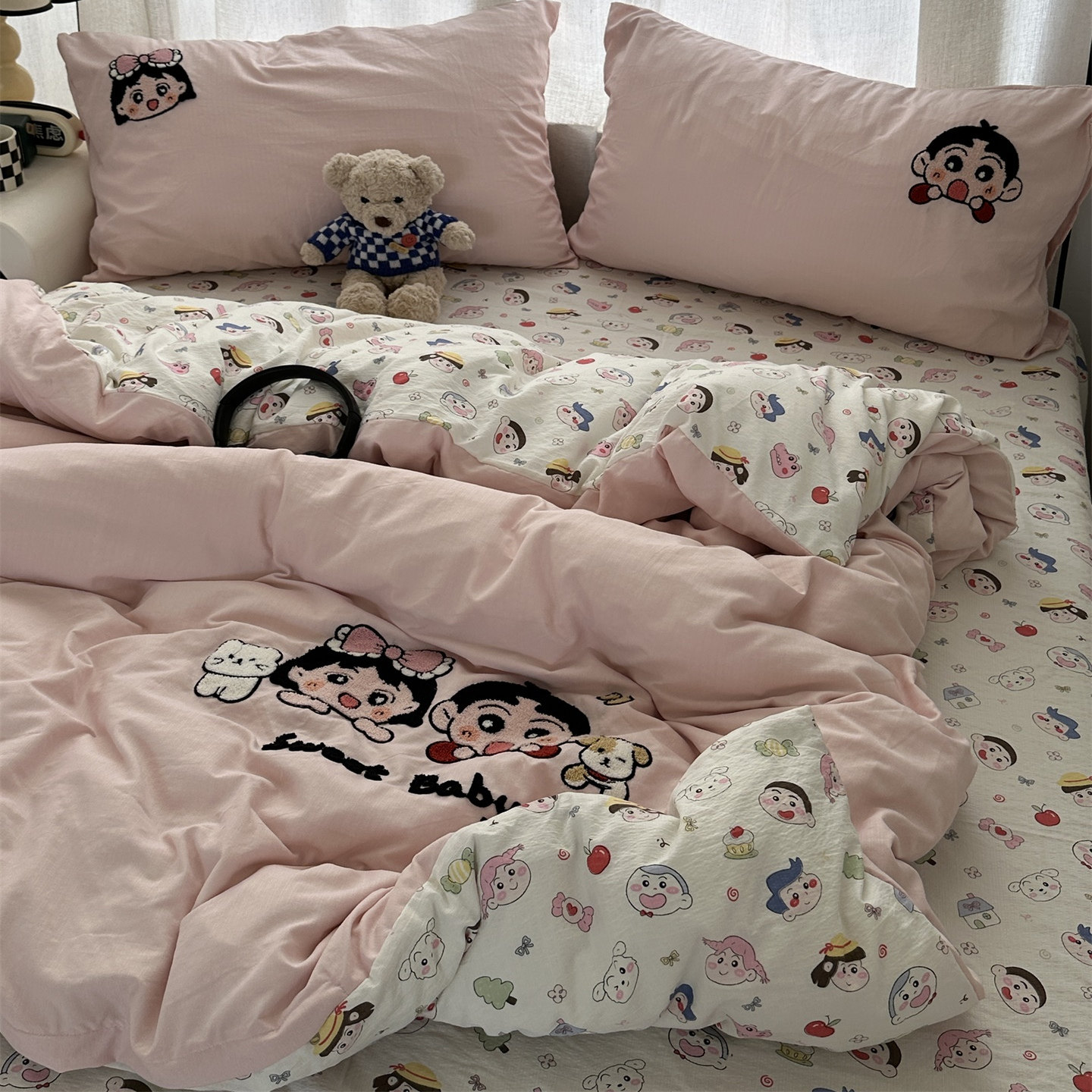 ins少女可爱卡通好伙伴毛巾绣