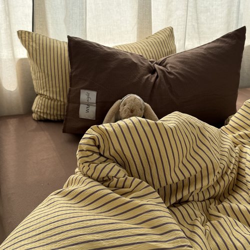 無绵丨中古简约条纹水洗棉四件套