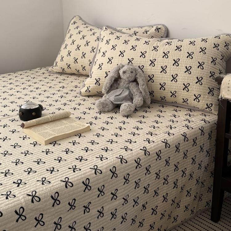 A类木棉夹棉加厚床盖三件套单双人夹棉床单多功能保护垫薄垫子2m