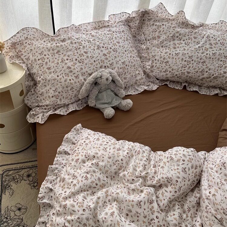 法式复古少女小碎花四件套水洗棉